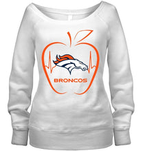 Load image into Gallery viewer, Denver Broncos heartbeat teacher apple shirt
