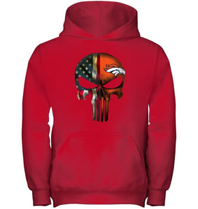 Denver Broncos skull american flag shirt