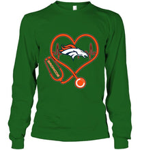 Load image into Gallery viewer, Denver Broncos nurse scope love heartbeat shirt
