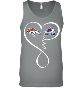 Denver Broncos Colorado Avalanche love heart shirt