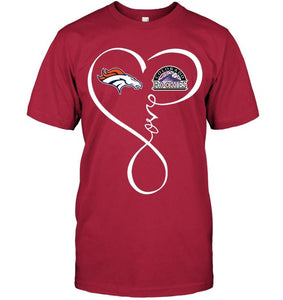 Denver Broncos Colorado Rockies love heart shirt