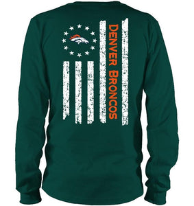 Denver Broncos star american flag on back shirt