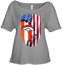 Load image into Gallery viewer, Denver Broncos flag ripped american flag shirt
