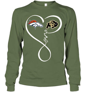 Denver Broncos Colorado Buffaloes love heart shirt