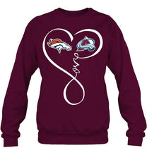 Load image into Gallery viewer, Denver Broncos Colorado Avalanche love heart shirt
