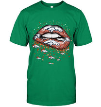 Load image into Gallery viewer, Denver Broncos heart glitter pattern lips shirt
