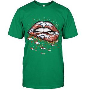 Denver Broncos heart glitter pattern lips shirt