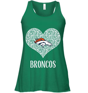 Denver Broncos heart floral pattern shirt