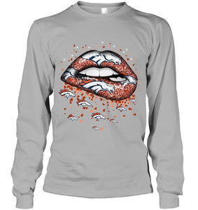 Denver Broncos heart glitter pattern lips shirt