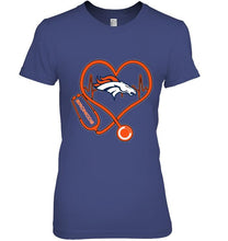 Load image into Gallery viewer, Denver Broncos nurse scope love heartbeat shirt
