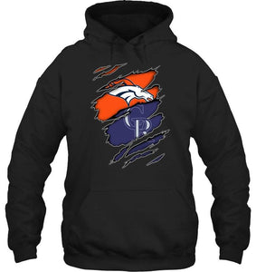 Denver Broncos and Colorado Rockies layer under ripped shirt