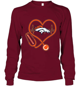 Denver Broncos nurse scope love heartbeat shirt