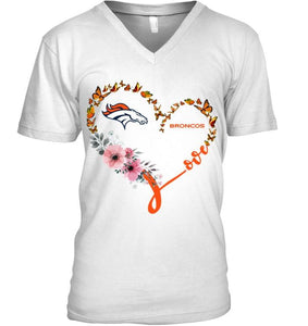 Denver Broncos butterfly heart shirt