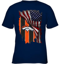 Load image into Gallery viewer, Denver Broncos american flag fan hoodie
