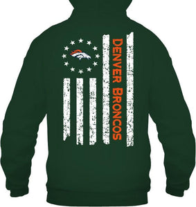 Denver Broncos star american flag on back shirt