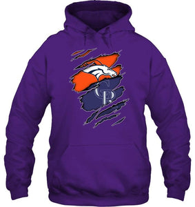 Denver Broncos and Colorado Rockies layer under ripped shirt