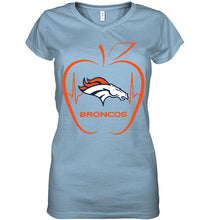 Load image into Gallery viewer, Denver Broncos heartbeat teacher apple shirt
