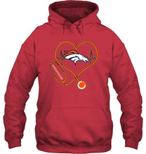 Load image into Gallery viewer, Denver Broncos nurse scope love heartbeat shirt
