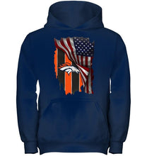 Load image into Gallery viewer, Denver Broncos american flag fan hoodie
