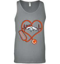 Load image into Gallery viewer, Denver Broncos nurse scope love heartbeat shirt
