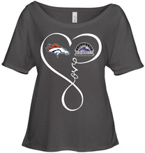 Load image into Gallery viewer, Denver Broncos Colorado Rockies love heart shirt
