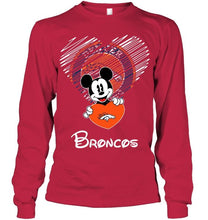 Load image into Gallery viewer, Mickey loves Denver Broncos fan shirt
