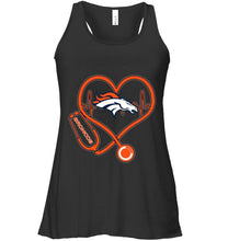Load image into Gallery viewer, Denver Broncos nurse scope love heartbeat shirt
