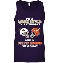 Load image into Gallery viewer, I&#39;m Colorado Buffaloe on saturdays and Denver Bronco on sundays shirt
