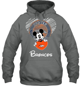 Mickey loves Denver Broncos fan hoodie