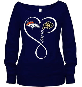 Denver Broncos Colorado Buffaloes love heart shirt