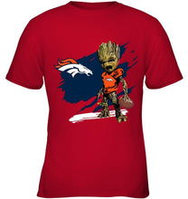 Load image into Gallery viewer, Denver Broncos angry baby groot ripped shirt
