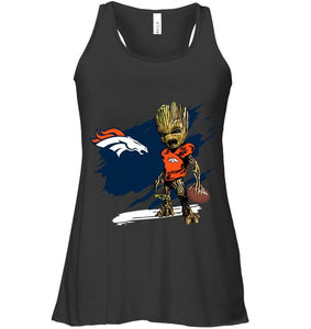 Denver Broncos angry baby groot ripped shirt