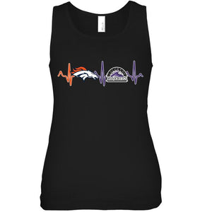 Denver Broncos Colorado Rockies heartbeat shirt