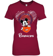 Load image into Gallery viewer, Mickey loves Denver Broncos fan shirt
