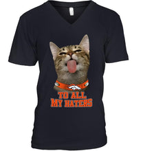 Load image into Gallery viewer, Denver Broncos cat to all my haters shirt
