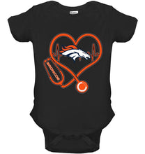 Load image into Gallery viewer, Denver Broncos nurse scope love heartbeat shirt
