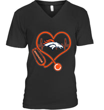 Load image into Gallery viewer, Denver Broncos nurse scope love heartbeat shirt
