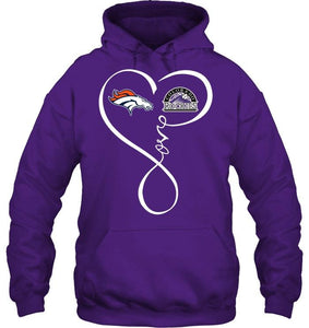 Denver Broncos Colorado Rockies love heart shirt