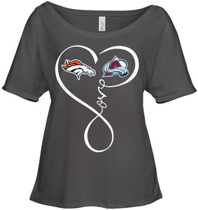 Denver Broncos Colorado Avalanche love heart shirt