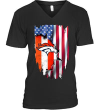 Load image into Gallery viewer, Denver Broncos flag ripped american flag shirt
