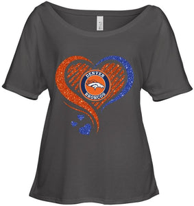 Denver Broncos heart glittering shirt