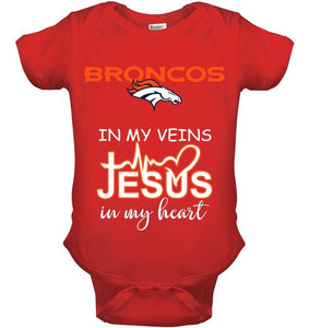 Denver Broncos in my veins jesus in my heart shirt