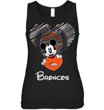 Load image into Gallery viewer, Mickey loves Denver Broncos fan shirt
