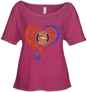 Denver Broncos heart glittering shirt