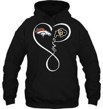 Load image into Gallery viewer, Denver Broncos Colorado Buffaloes love heart shirt
