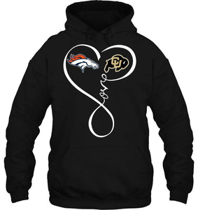 Denver Broncos Colorado Buffaloes love heart shirt