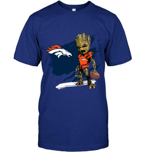 Denver Broncos angry baby groot ripped shirt