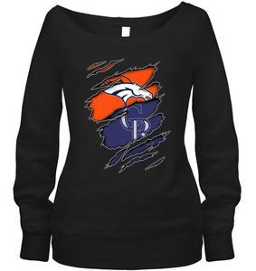 Denver Broncos and Colorado Rockies layer under ripped shirt