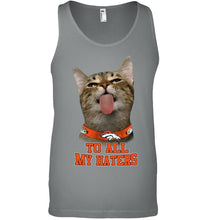 Load image into Gallery viewer, Denver Broncos cat to all my haters shirt
