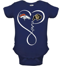 Load image into Gallery viewer, Denver Broncos Colorado Buffaloes love heart shirt
